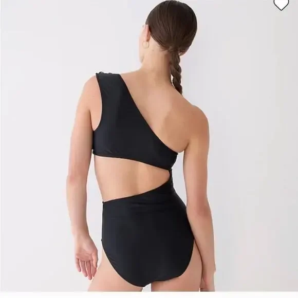 J. Crew Cut Out Full Coverage One Piece Swimsuit with Buttons Navy Size 22 - Picture 4 of 11